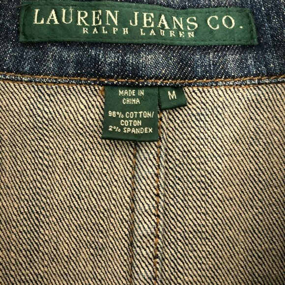 Lauren Jeans Jean Jacket Womens M Blue Denim Blazer Pockets Buttons Medium Wash - Picture 8 of 8